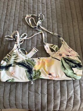 Roxy White Floral Tropical Bikini Top